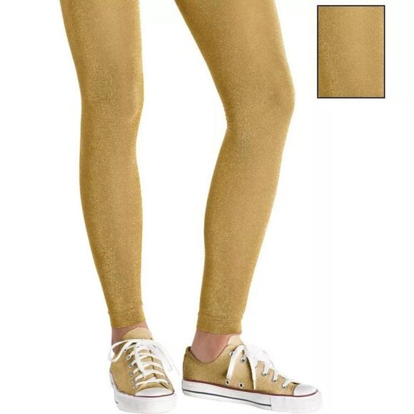 New Amscan Women Adult Party Costume Accessory Gold Footless Tights One Size - Picture 1 of 10